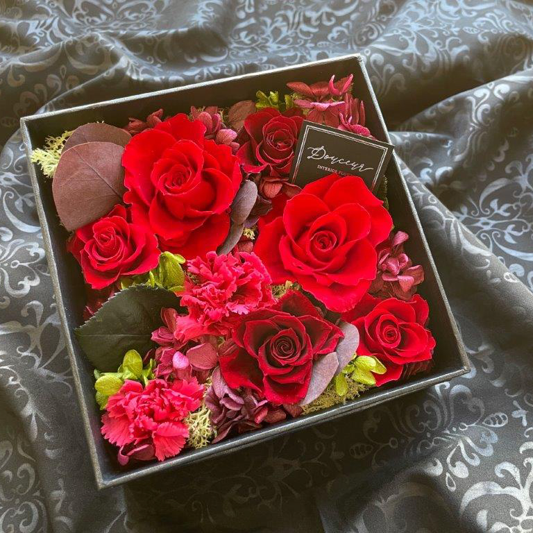 ピュアフルール フラワーボックス スクエア S プリザーブドフラワー