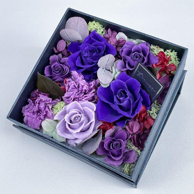 ピュアフルール フラワーボックス スクエア S プリザーブドフラワー