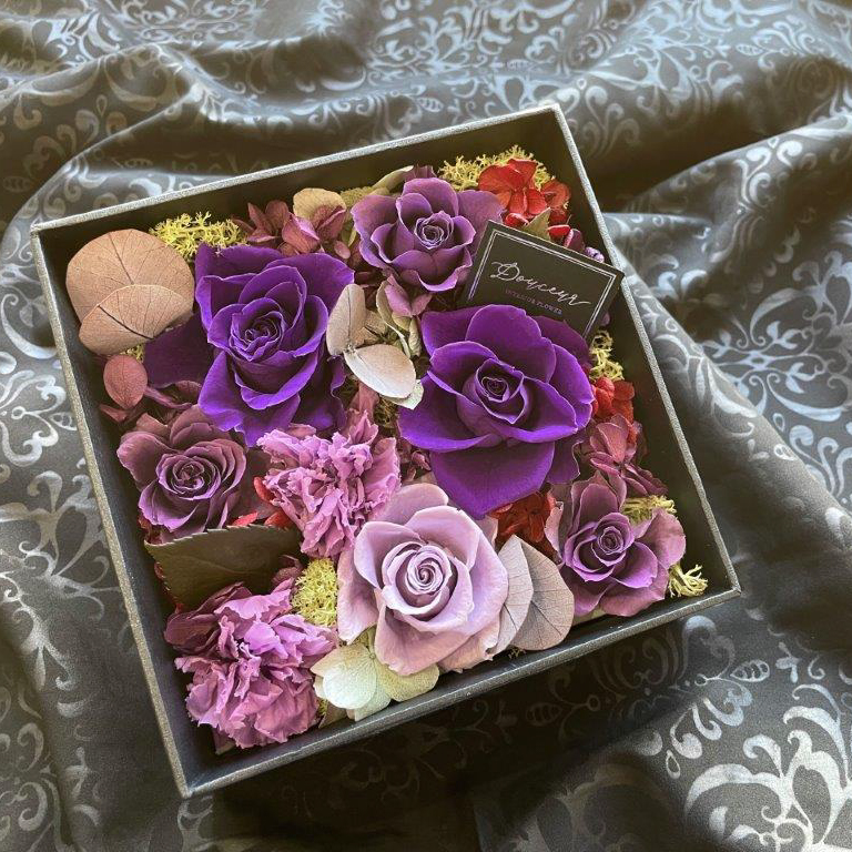 ピュアフルール フラワーボックス スクエア S プリザーブドフラワー