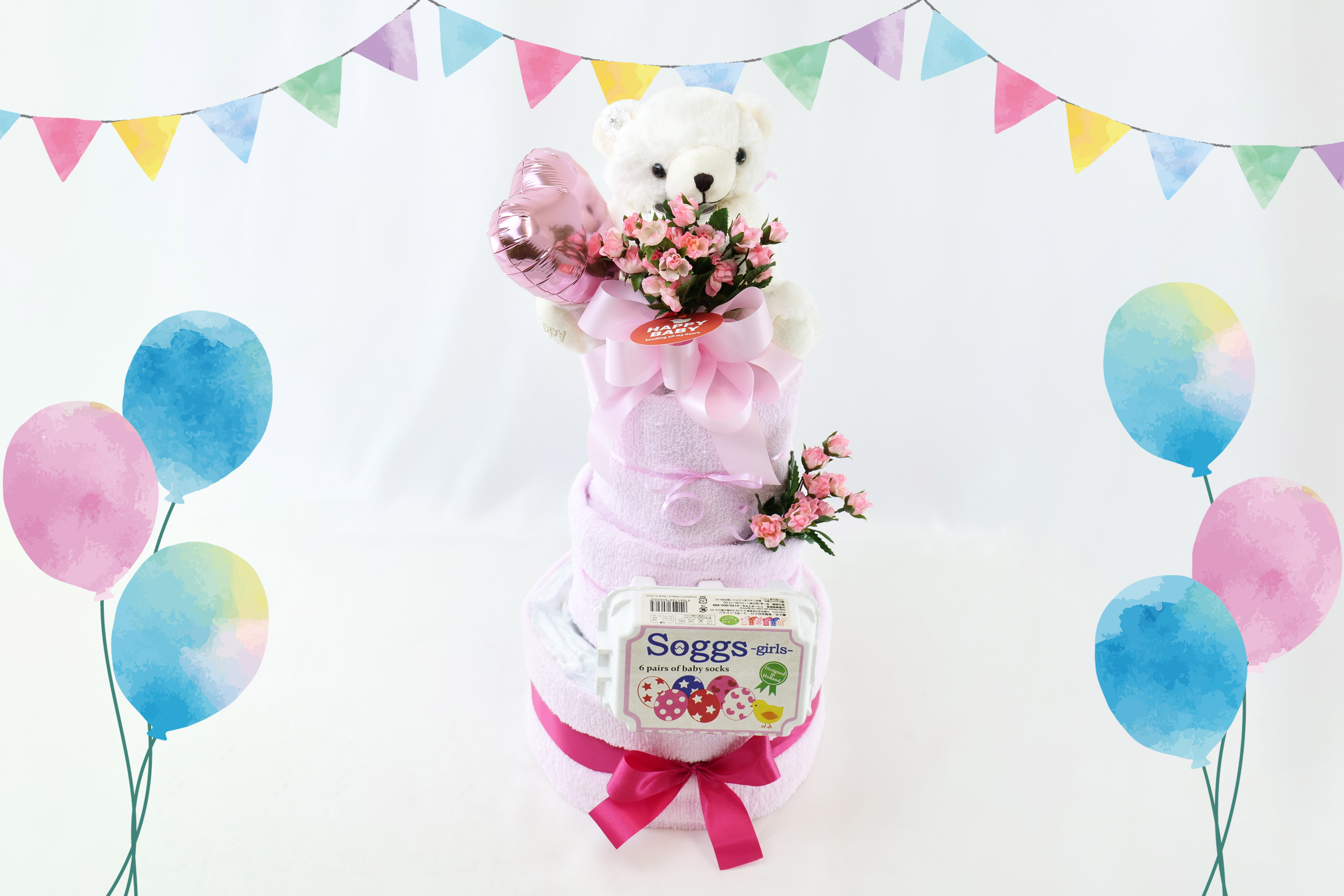 ハッピーベアおむつケーキ3段
