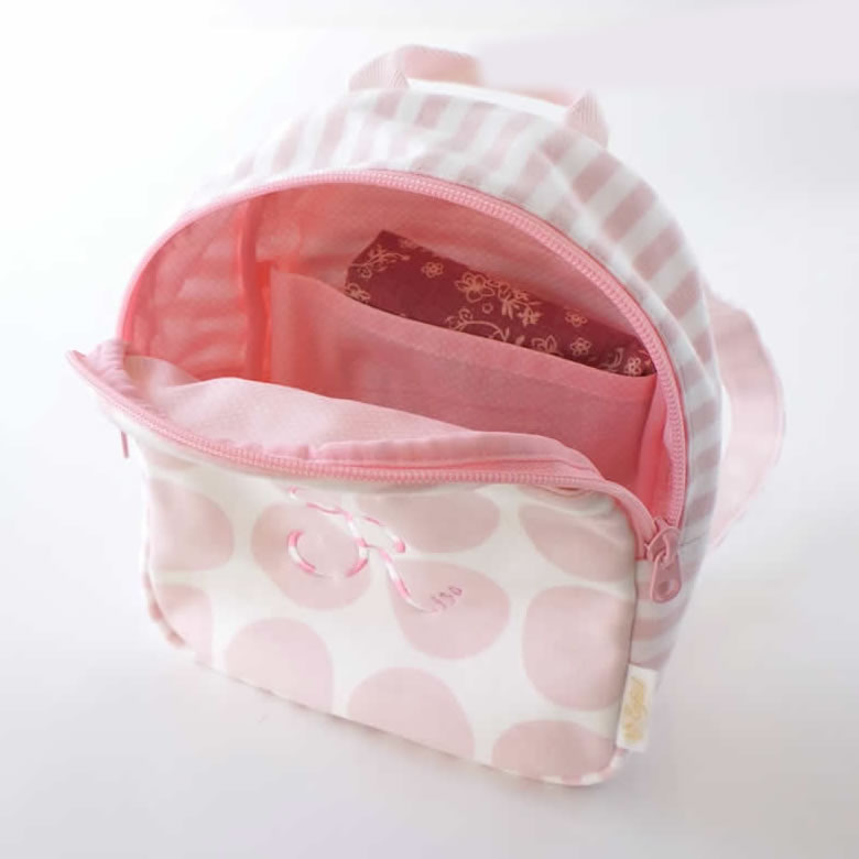 【名入れ 出産祝い】ベルビー アンファン　シェリシリーズ ベビーリュック＆パステルドットおむつケーキセット