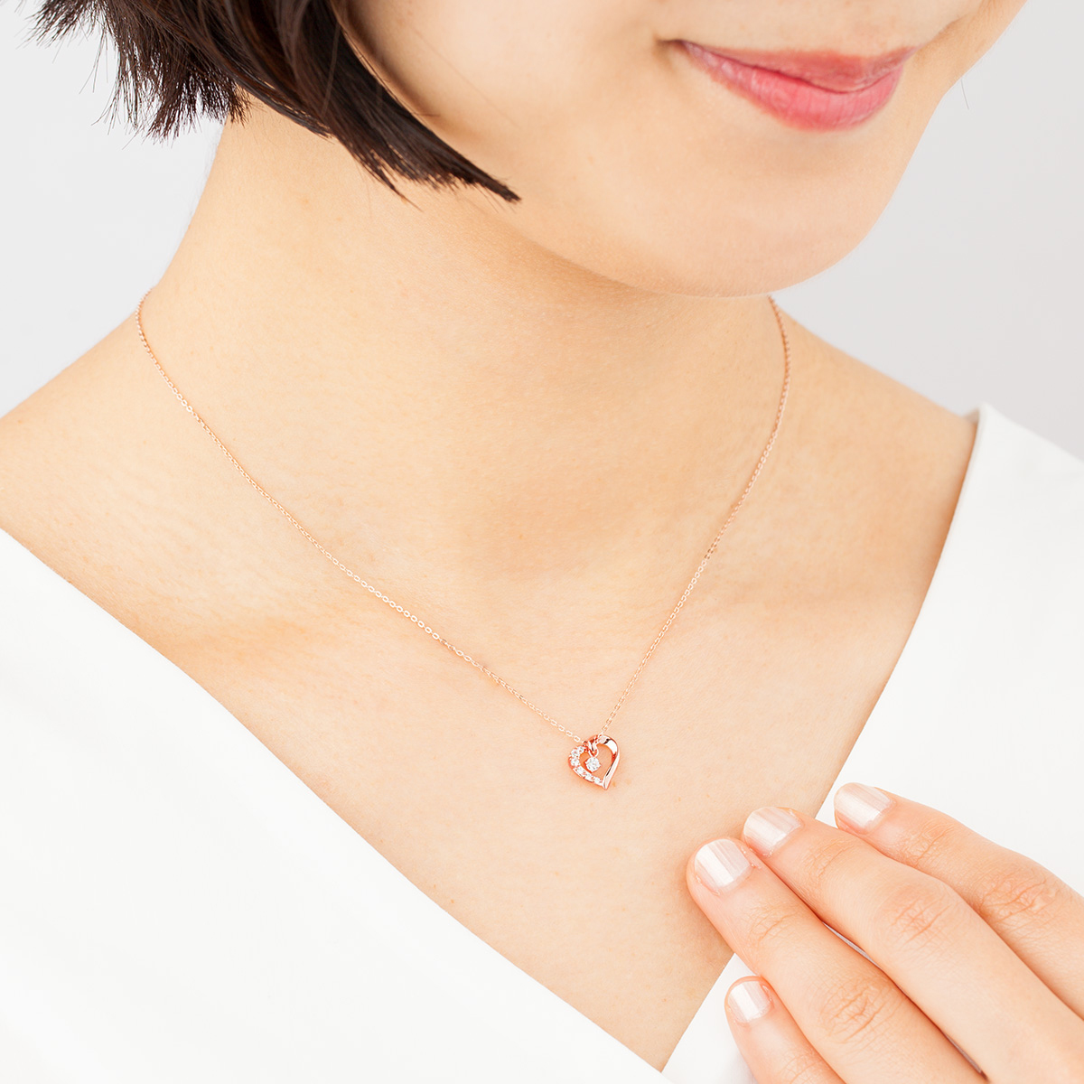 【名入れ】ハートモチーフピンクゴールド ネックレス