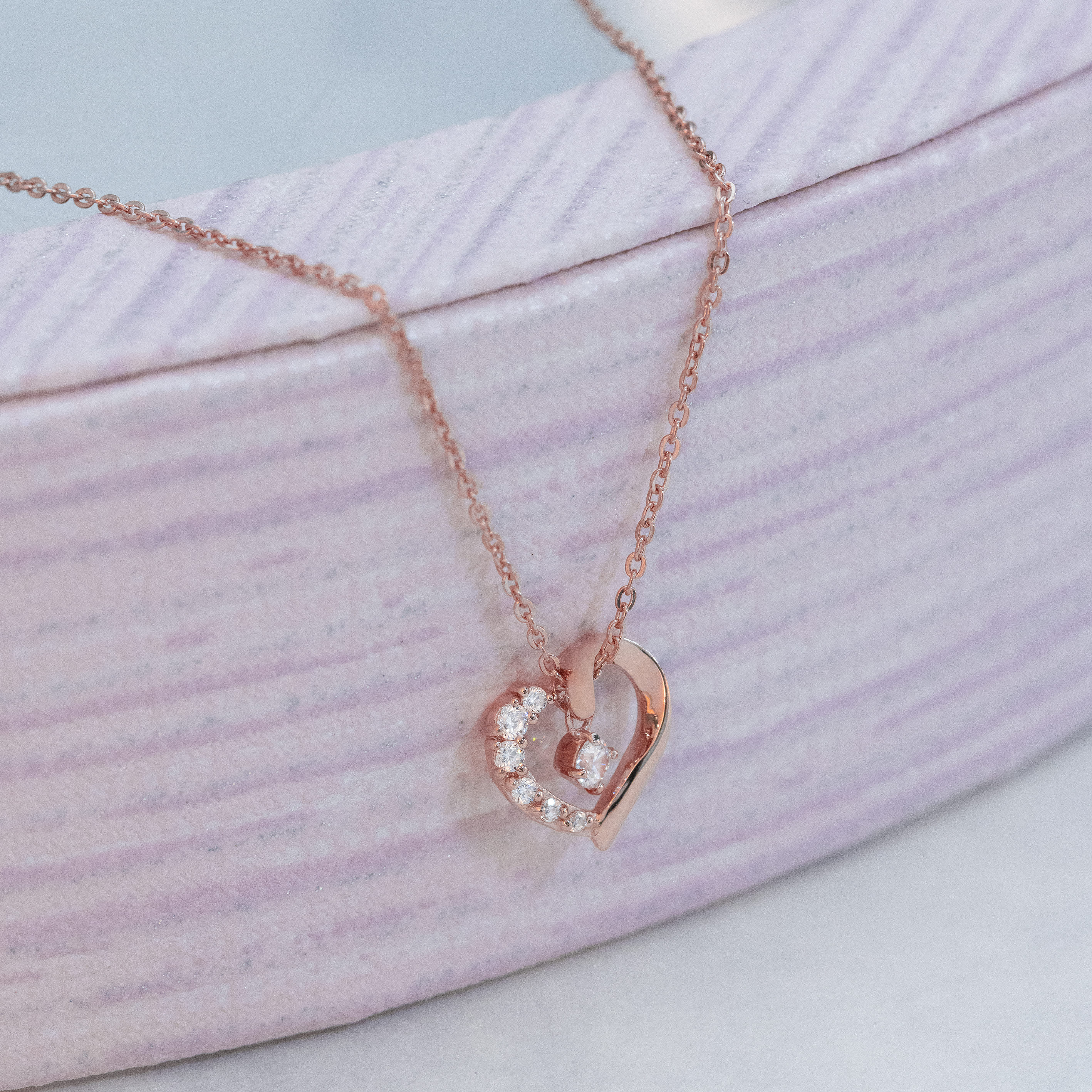 【名入れ】ハートモチーフピンクゴールド ネックレス
