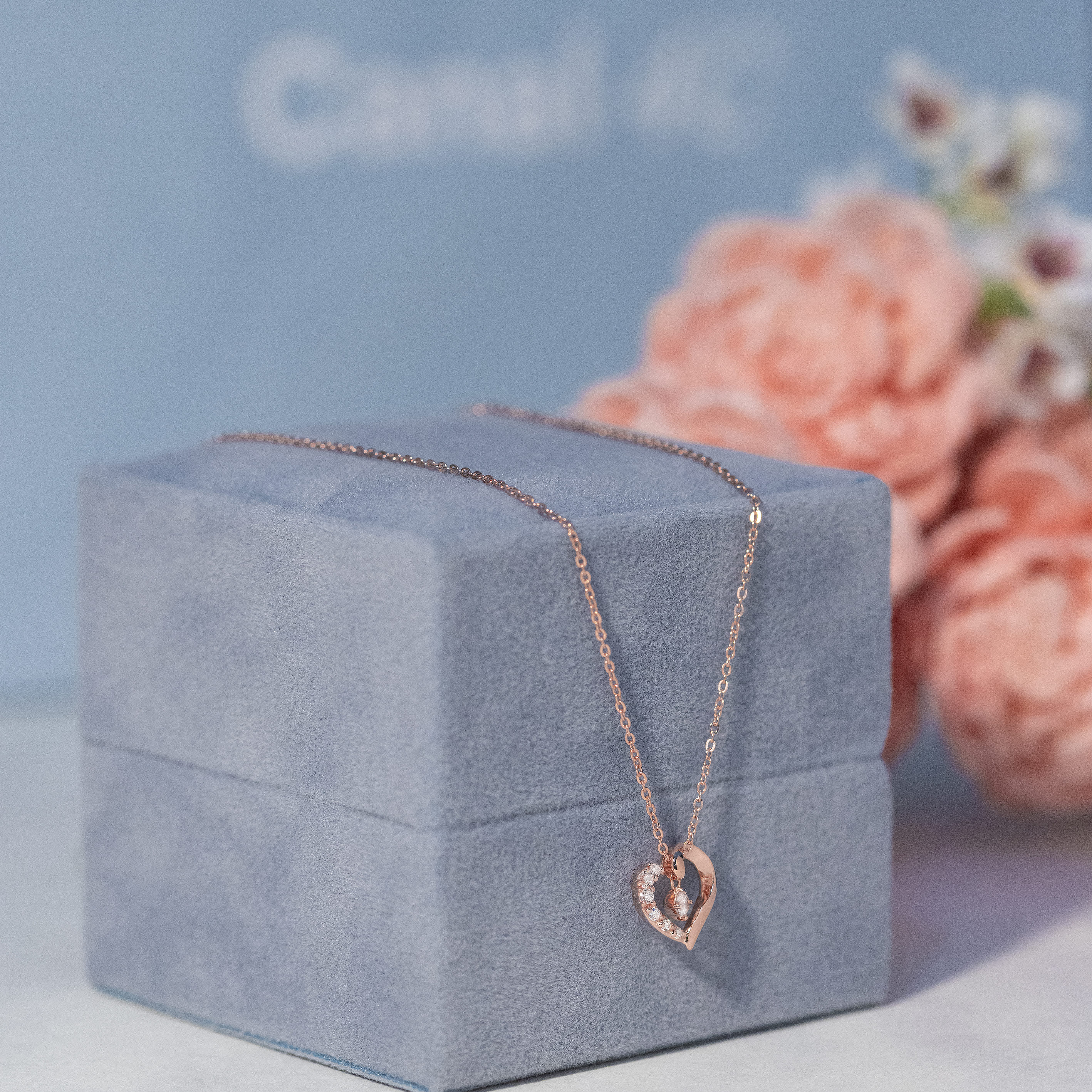 【名入れ】ハートモチーフピンクゴールド ネックレス