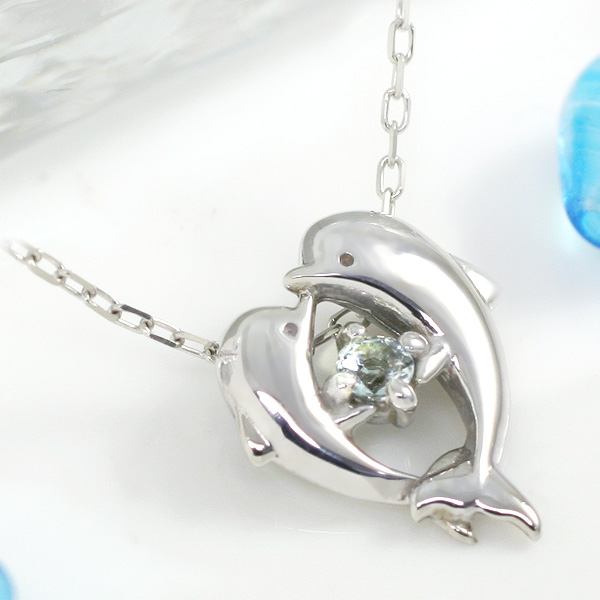 誕生石 イルカネックレス　天使のクマさんセット