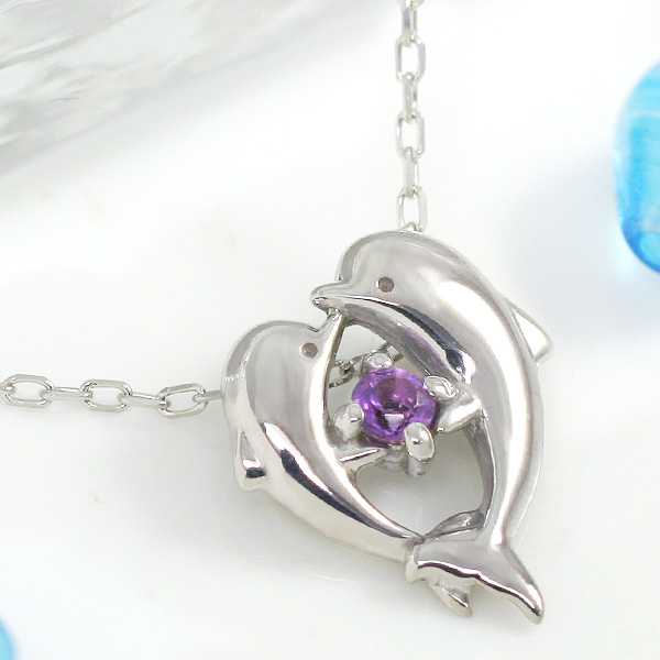 誕生石 イルカネックレス　天使のクマさんセット