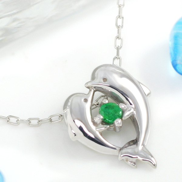 誕生石 イルカネックレス　天使のクマさんセット
