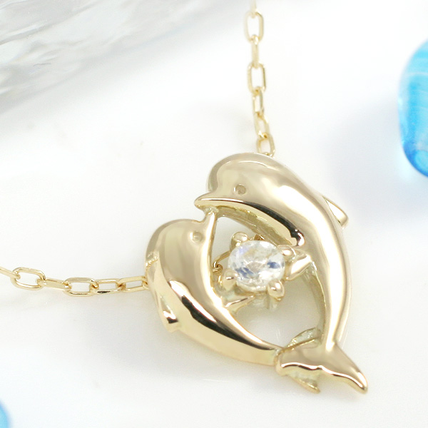 誕生石 イルカネックレス　天使のクマさんセット