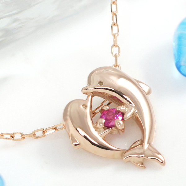 誕生石 イルカネックレス　天使のクマさんセット