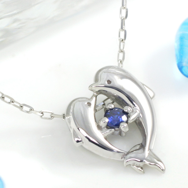 誕生石 イルカネックレス　天使のクマさんセット