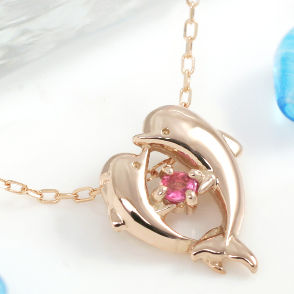 誕生石 イルカネックレス　天使のクマさんセット