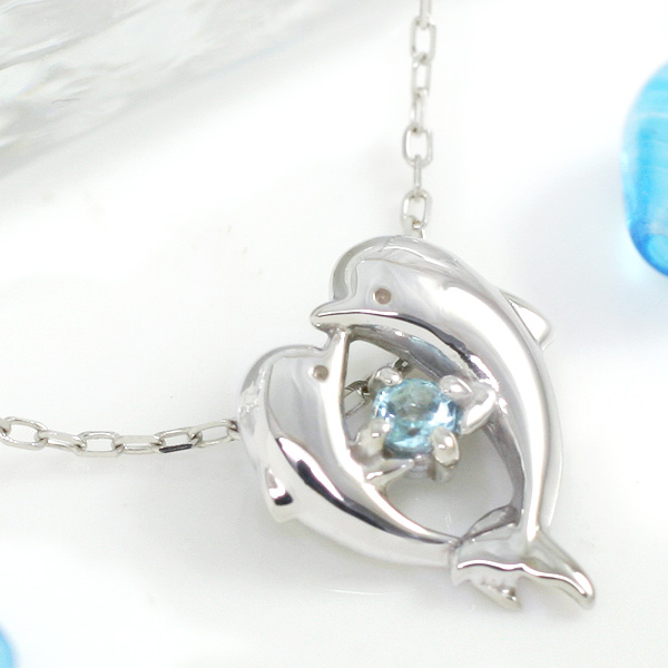 誕生石 イルカネックレス　天使のクマさんセット