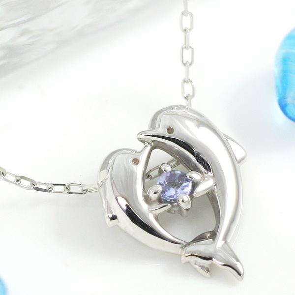 誕生石 イルカネックレス　天使のクマさんセット