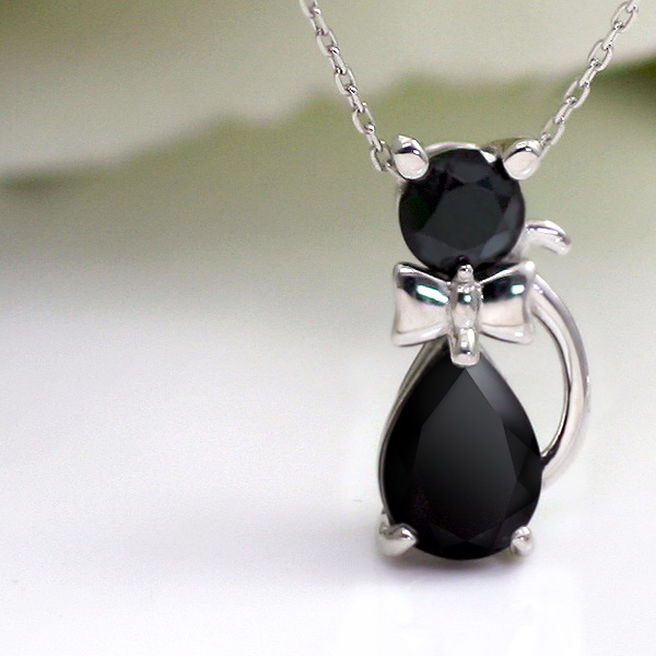 誕生石 猫モチーフネックレス 天使のクマさんセット