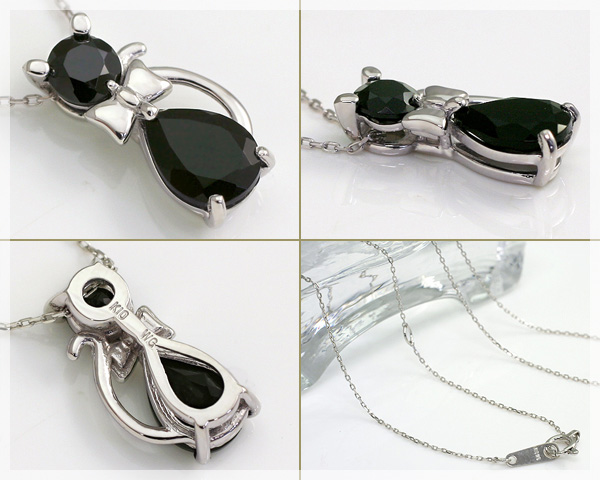 誕生石 猫モチーフネックレス 天使のクマさんセット