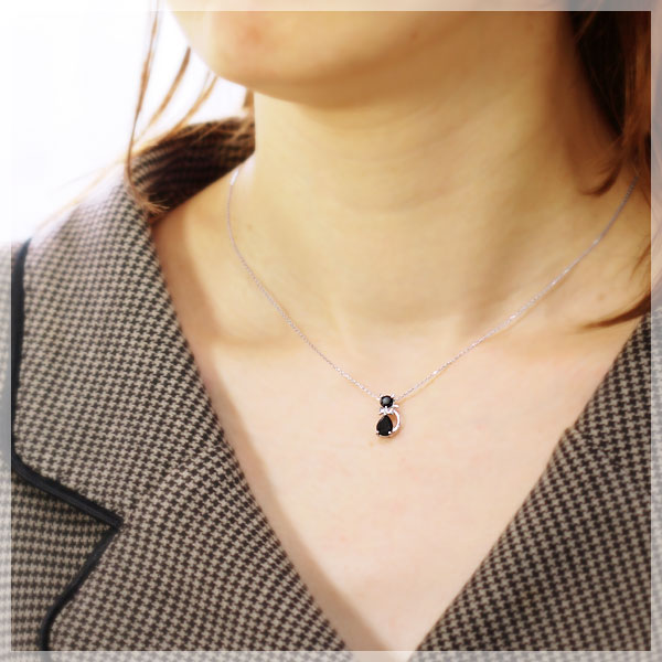 誕生石 猫モチーフネックレス 天使のクマさんセット