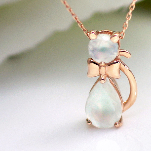 誕生石 猫モチーフネックレス 天使のクマさんセット