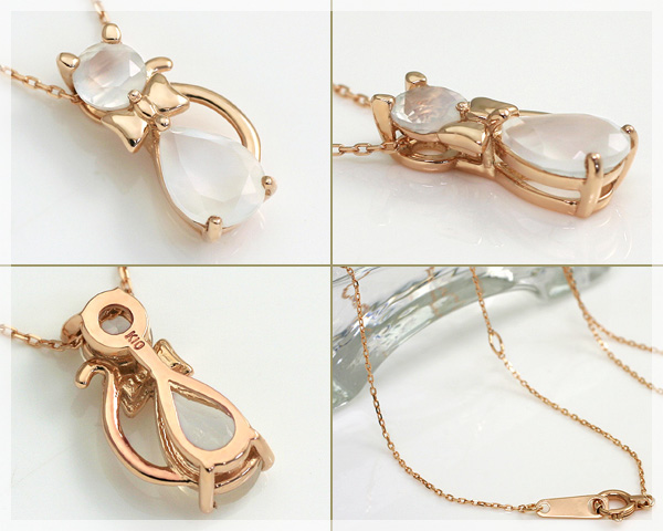 誕生石 猫モチーフネックレス 天使のクマさんセット