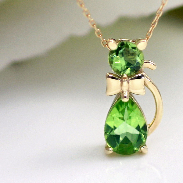 誕生石 猫モチーフネックレス 天使のクマさんセット