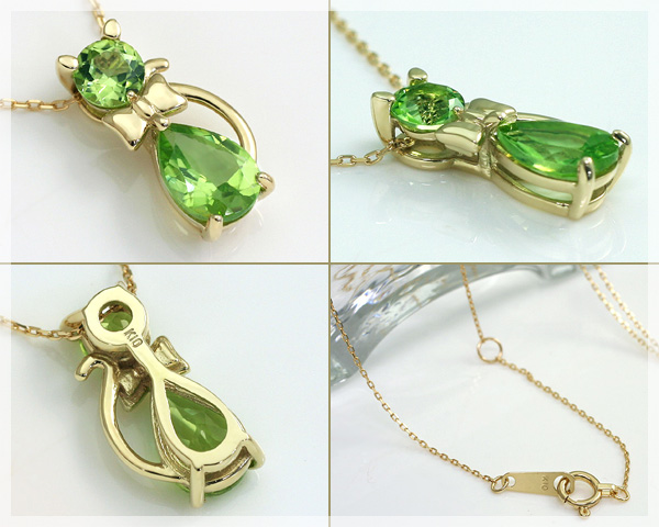 誕生石 猫モチーフネックレス 天使のクマさんセット