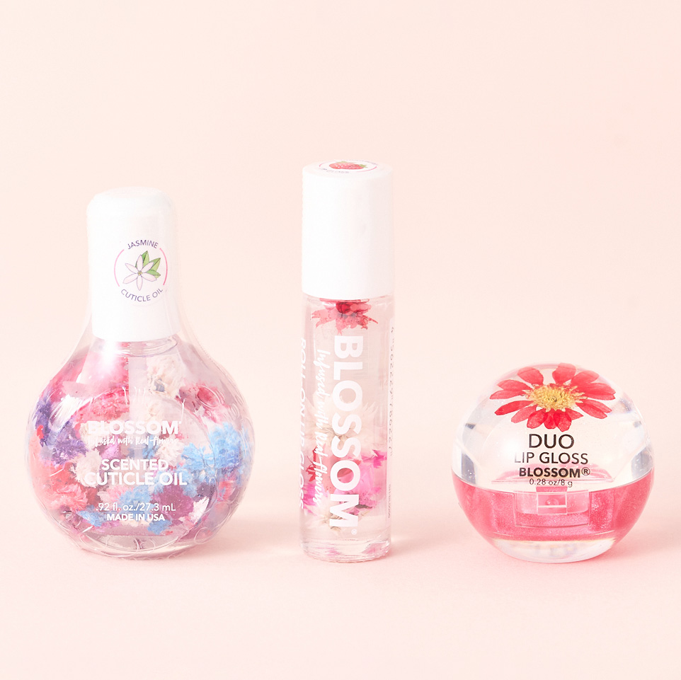 ドライフラワー入りコスメ orange 3点セット［ネイルオイル＆リップグロス＆デュオリップグロス］