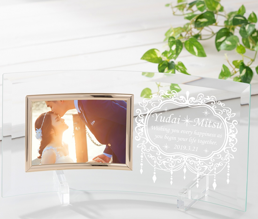 ブライダルフォトフレーム ガラス製 横型