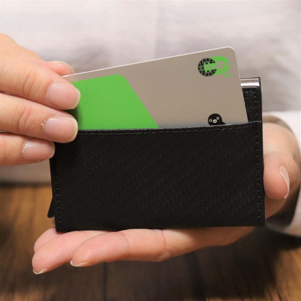 スライドカード式  本革 三つ折りミニ財布