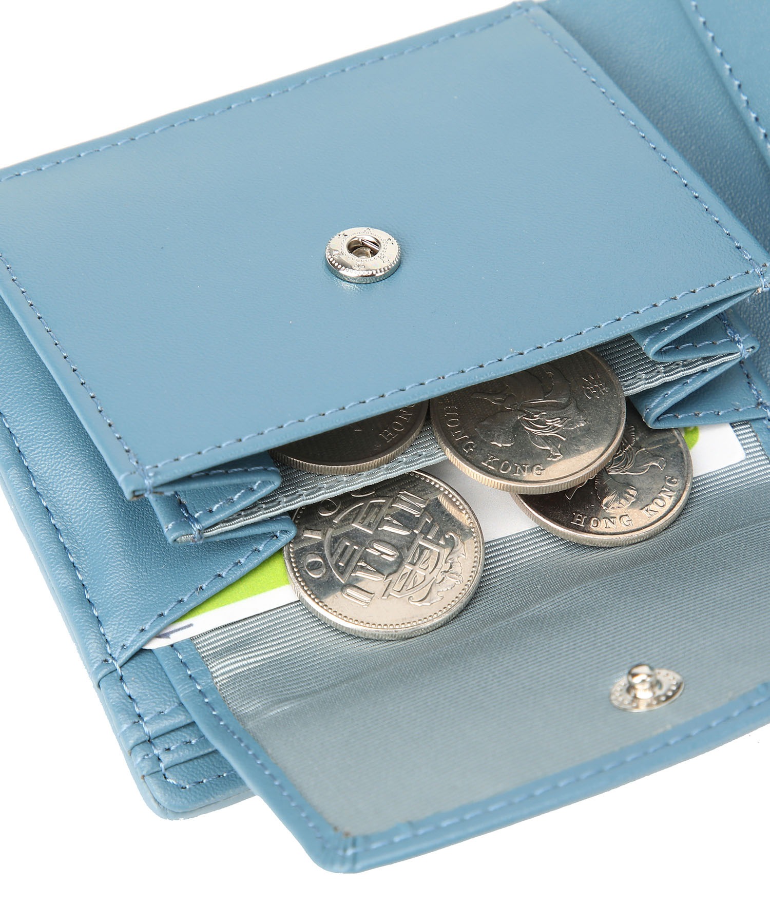 ﾗﾑ革編込み二つ折り財布