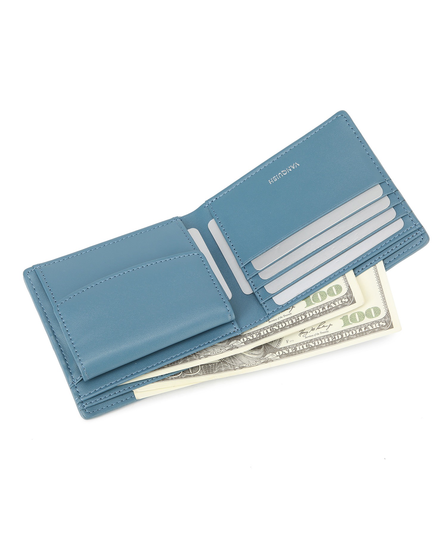 ﾗﾑ革編込み二つ折り財布