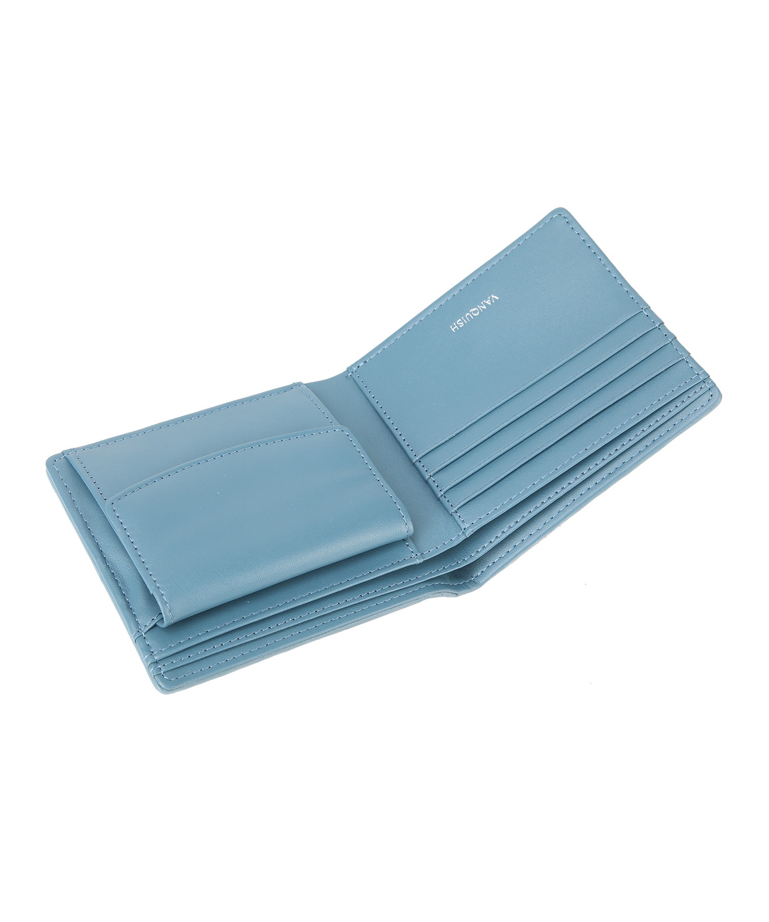 ﾗﾑ革編込み二つ折り財布