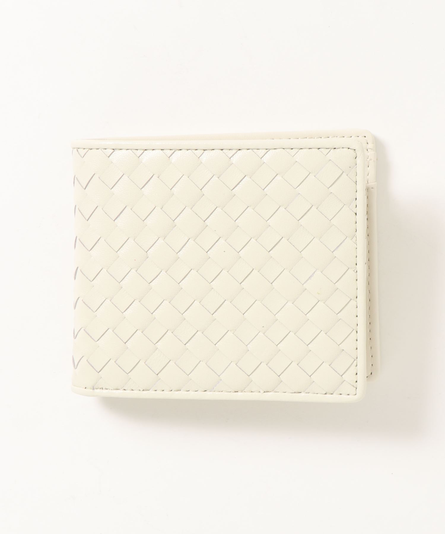 ﾗﾑ革編込み二つ折り財布