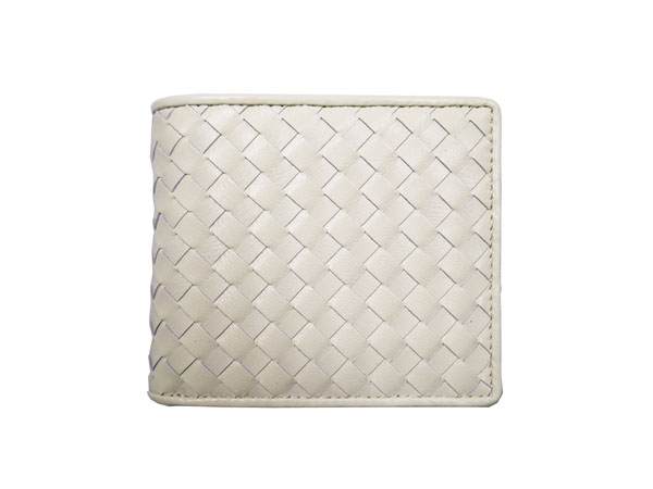 ﾗﾑ革編込み二つ折り財布