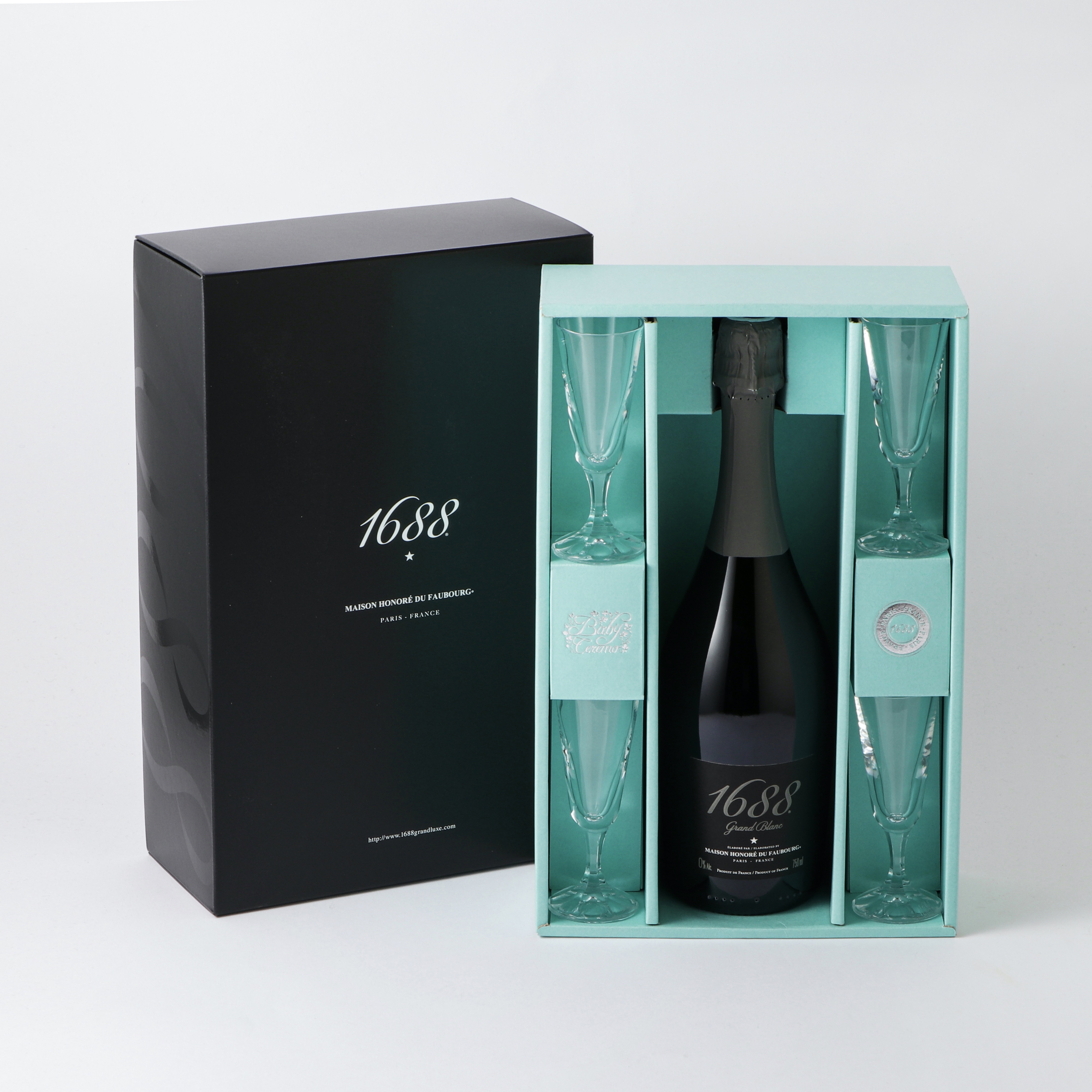 1688 グラス4脚セット  750ml 箱入 フランス製ノンアルコール･スパークリング