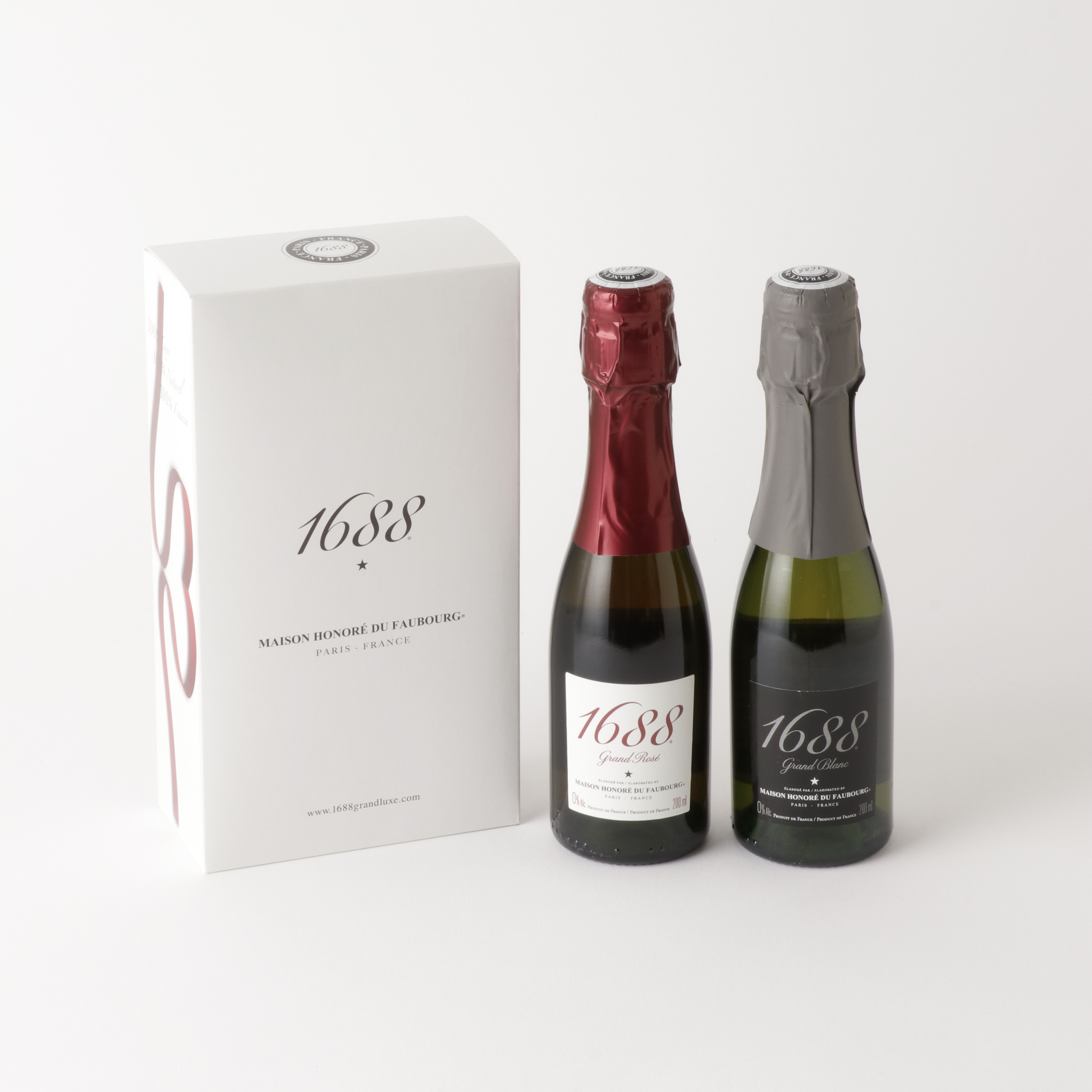 1688 200ml ハートフルセット (ロゼ&ブラン) 各200ml 箱入 フランス製ノンアルコール･スパークリング
