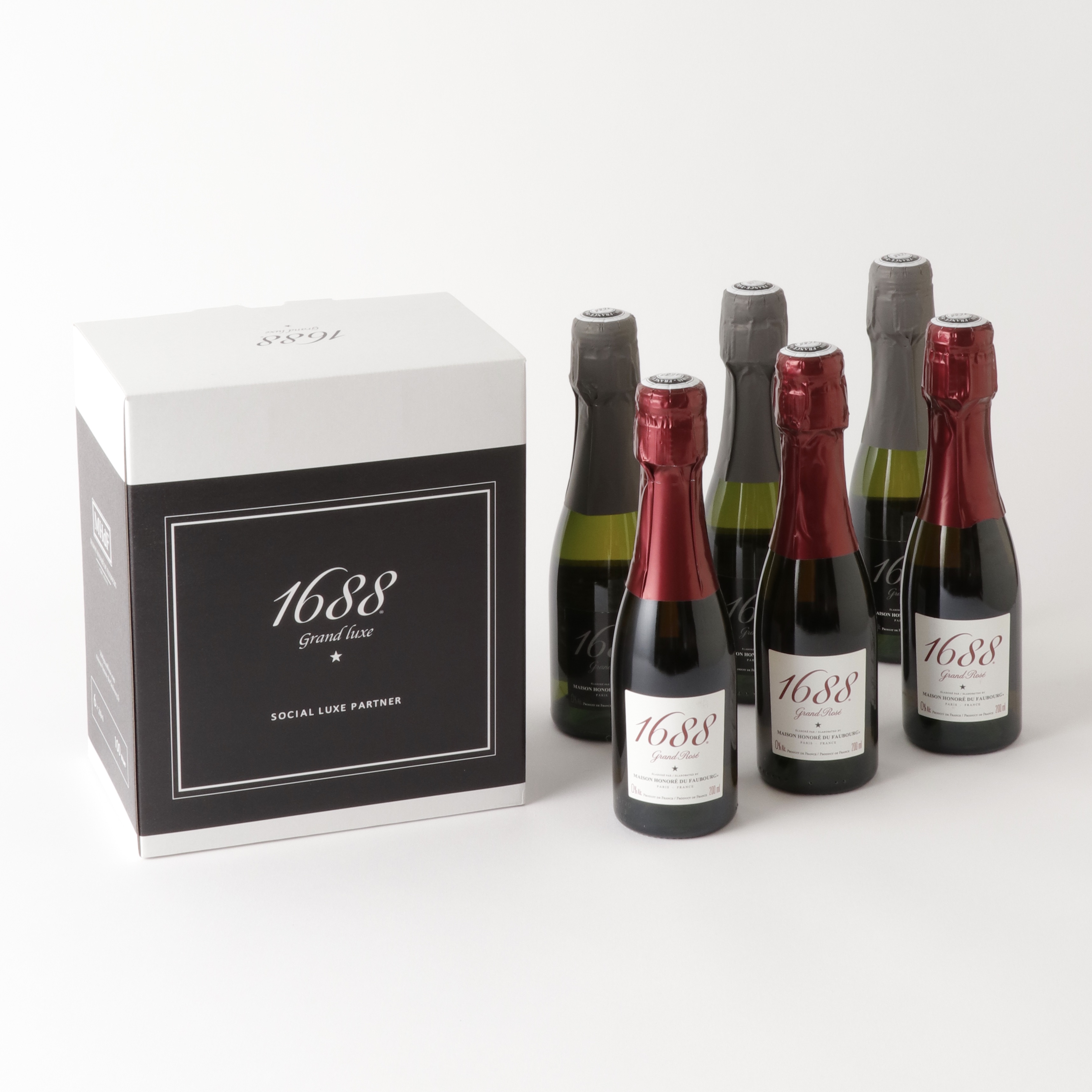 シャンパン 3本セット ロゼ・ブラン・ド・ノワール 1688 200ml 6本セット (ロゼ3本&ブラン3本) 各200ml 箱入 フランス製