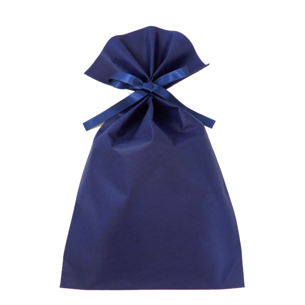 ラッピング用不織布巾着袋Lサイズ　5枚セット ネイビー(不織布)