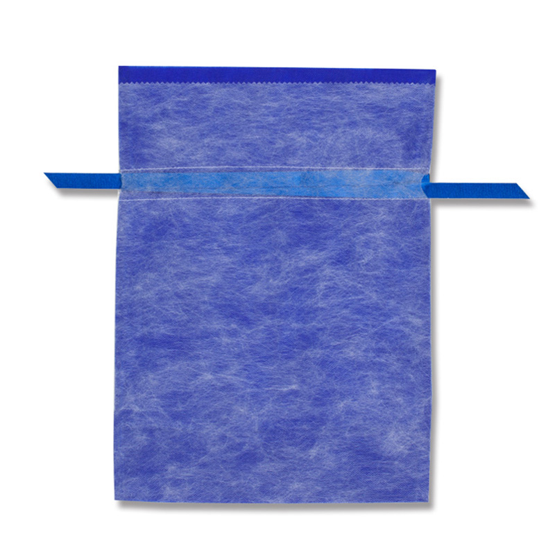 ラッピング用不織布巾着袋Lサイズ　5枚セット ネイビー(PP製不織布)