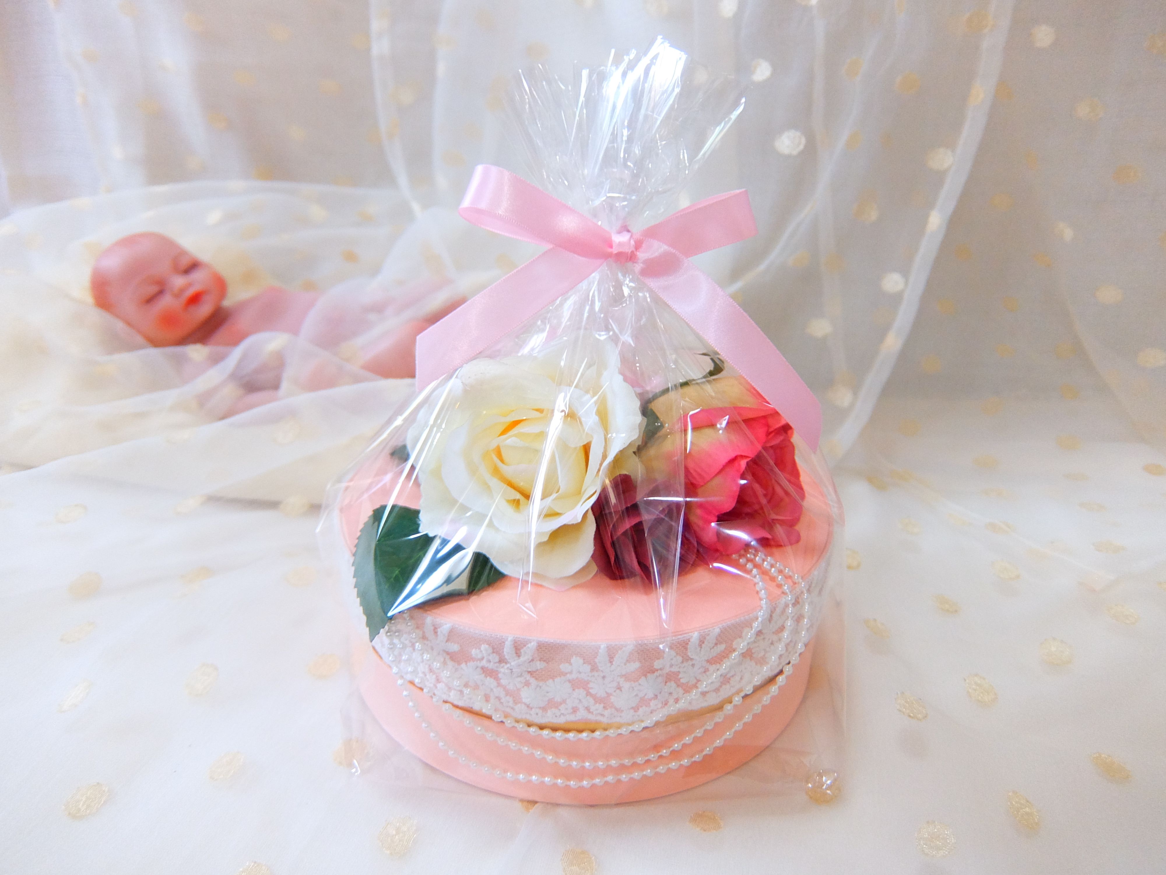 【タンプ限定】ダイパーケーキボックスタイプ1段ピンクローズ