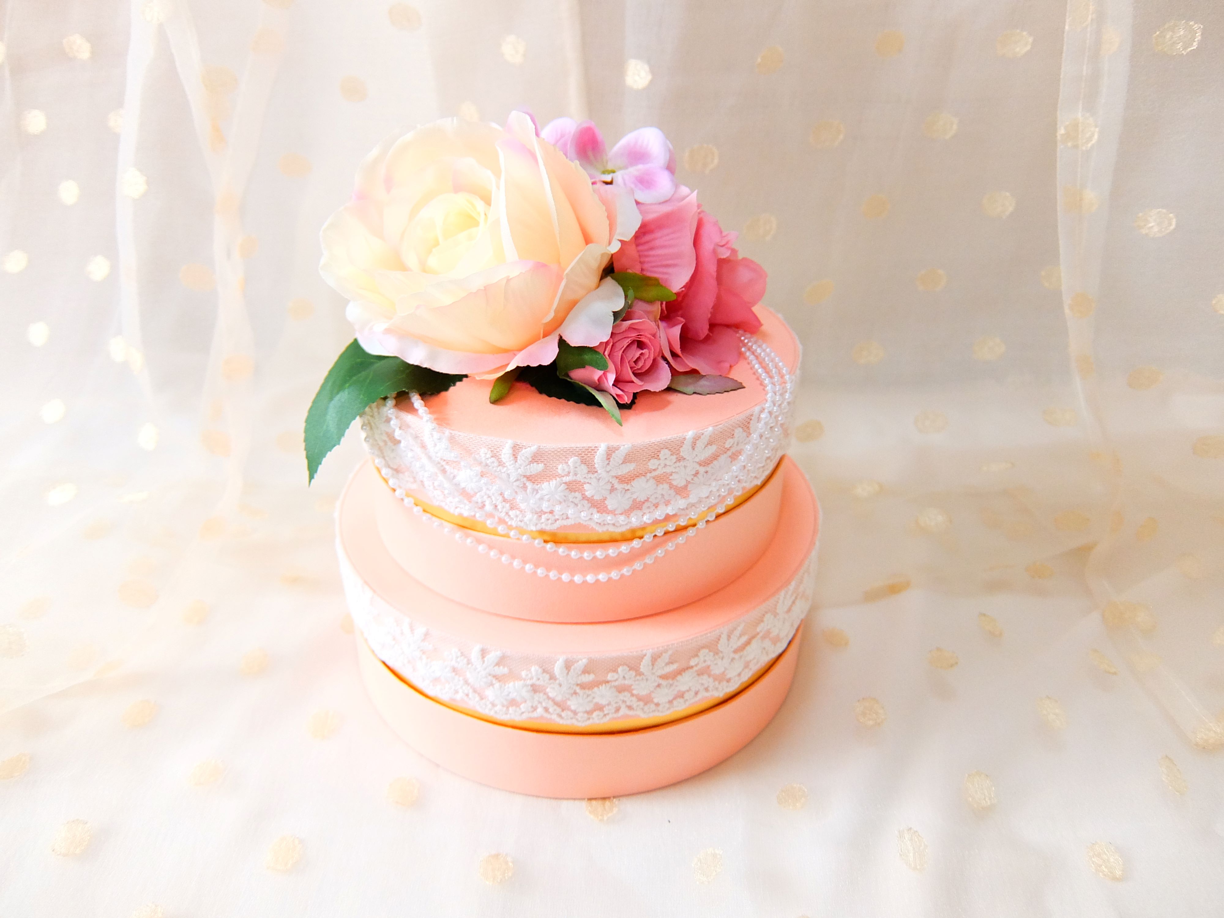 【タンプ限定】ダイパーケーキボックスタイプ2段ピンクローズ