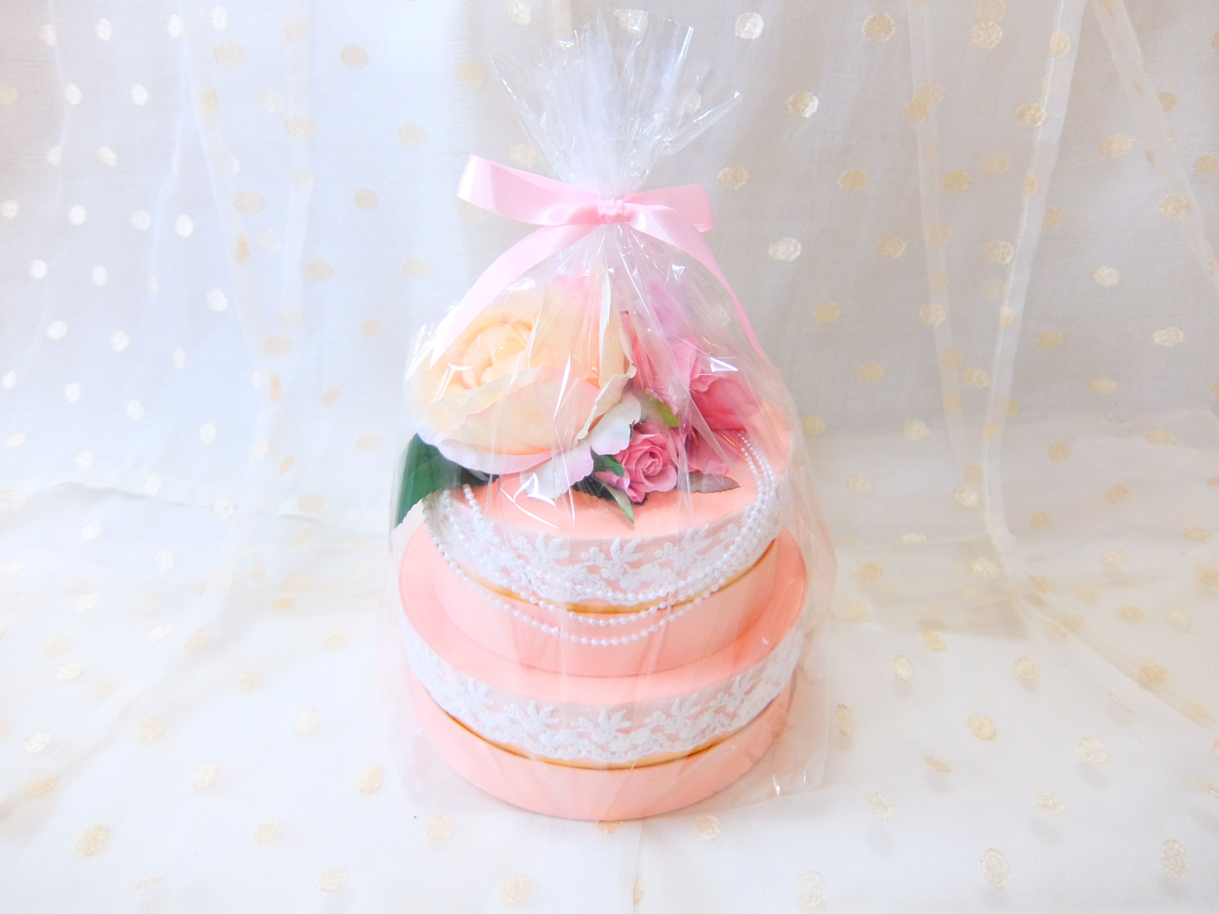 【タンプ限定】ダイパーケーキボックスタイプ2段ピンクローズ