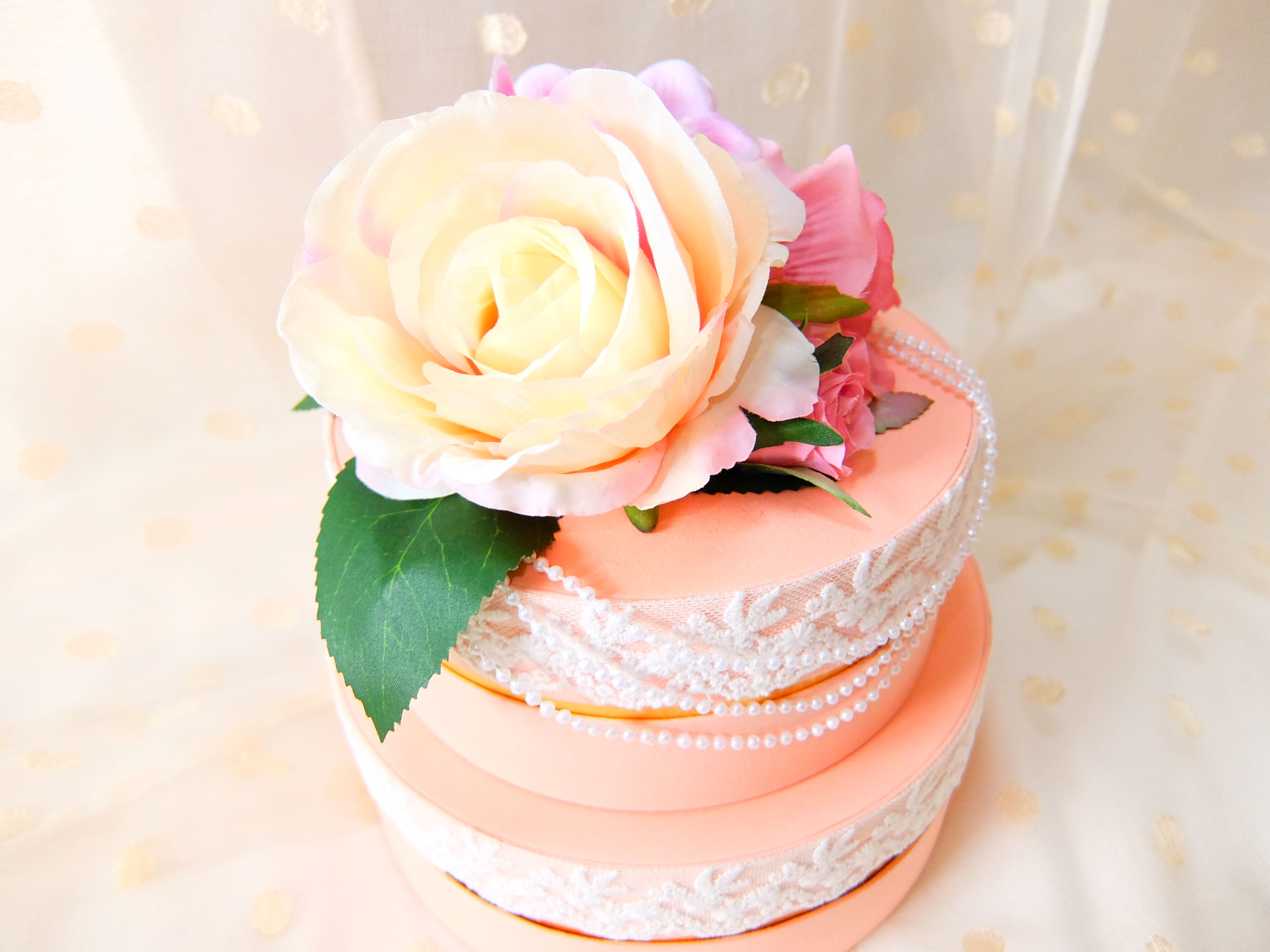 【タンプ限定】ダイパーケーキボックスタイプ2段ピンクローズ