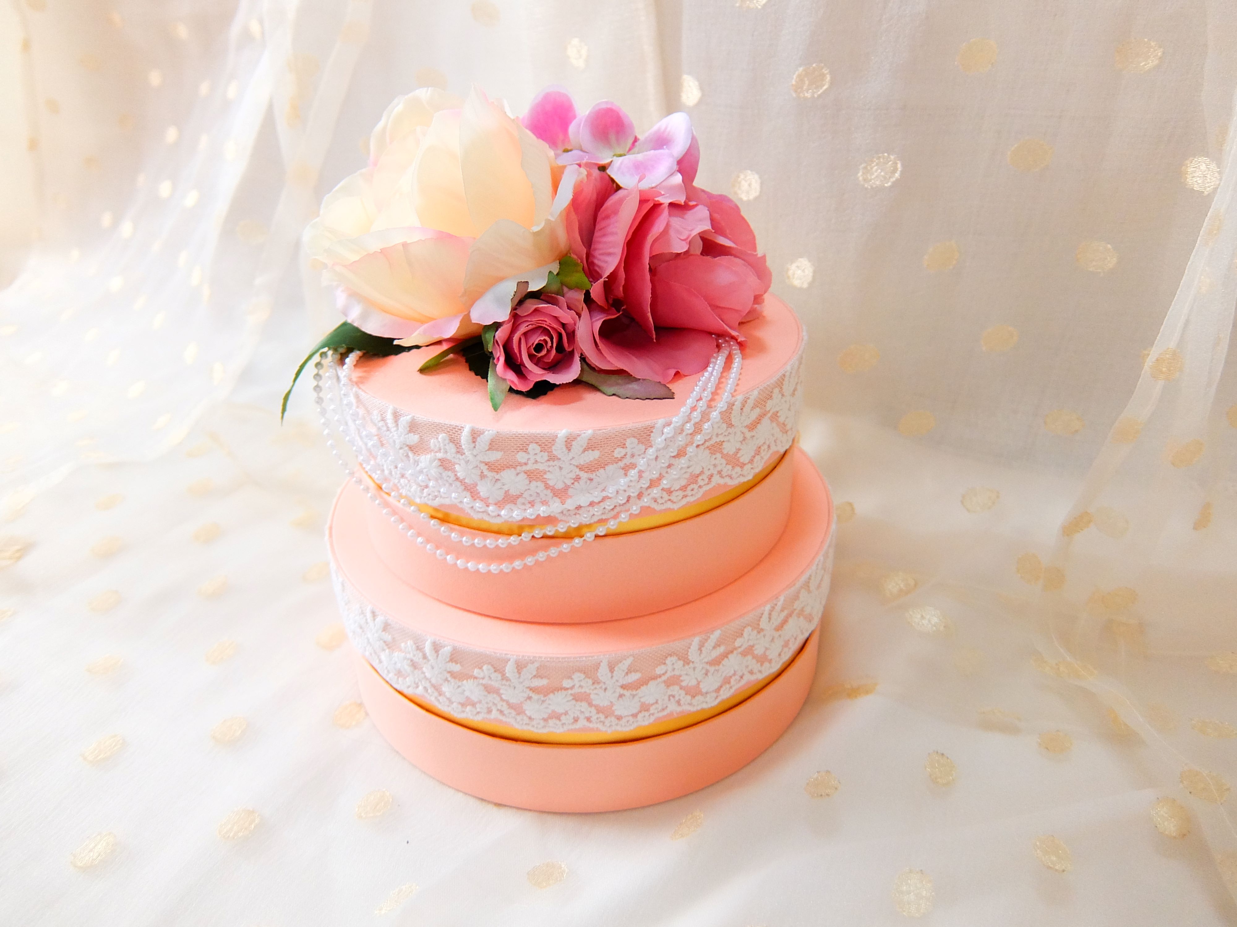 【タンプ限定】ダイパーケーキボックスタイプ2段ピンクローズ