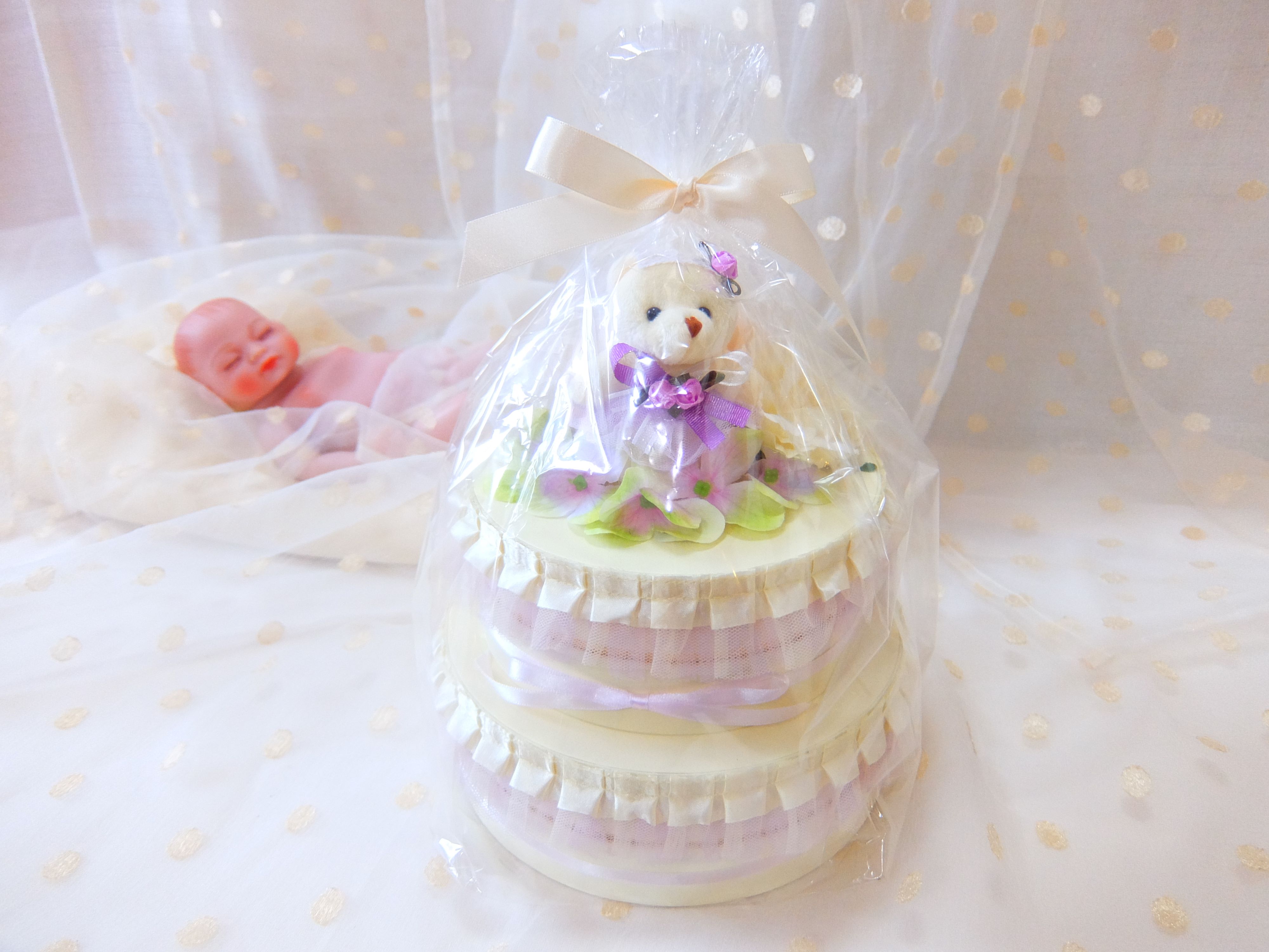 【タンプ限定】ダイパーケーキボックスタイプ2段ドレスベア