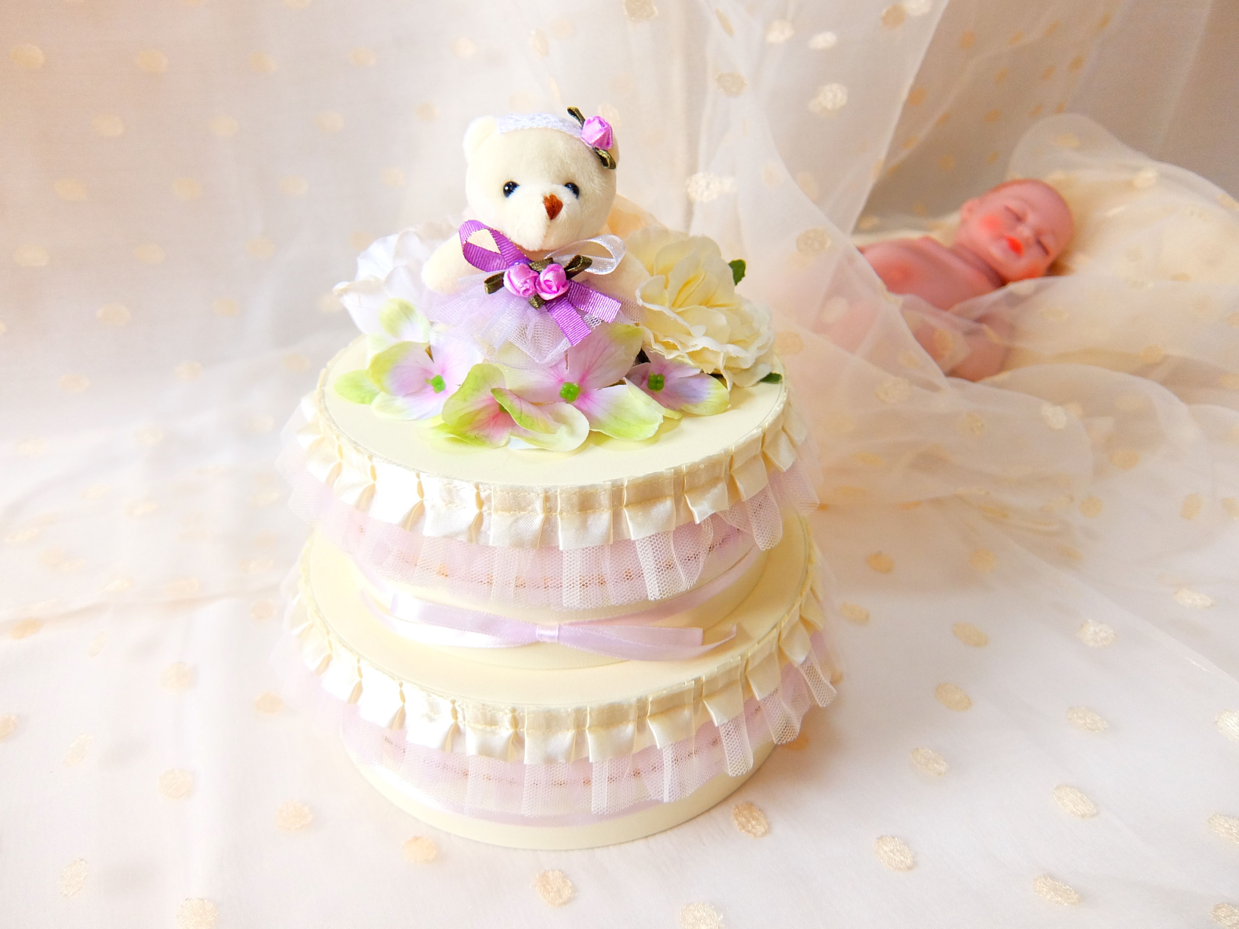 【タンプ限定】ダイパーケーキボックスタイプ2段ドレスベア