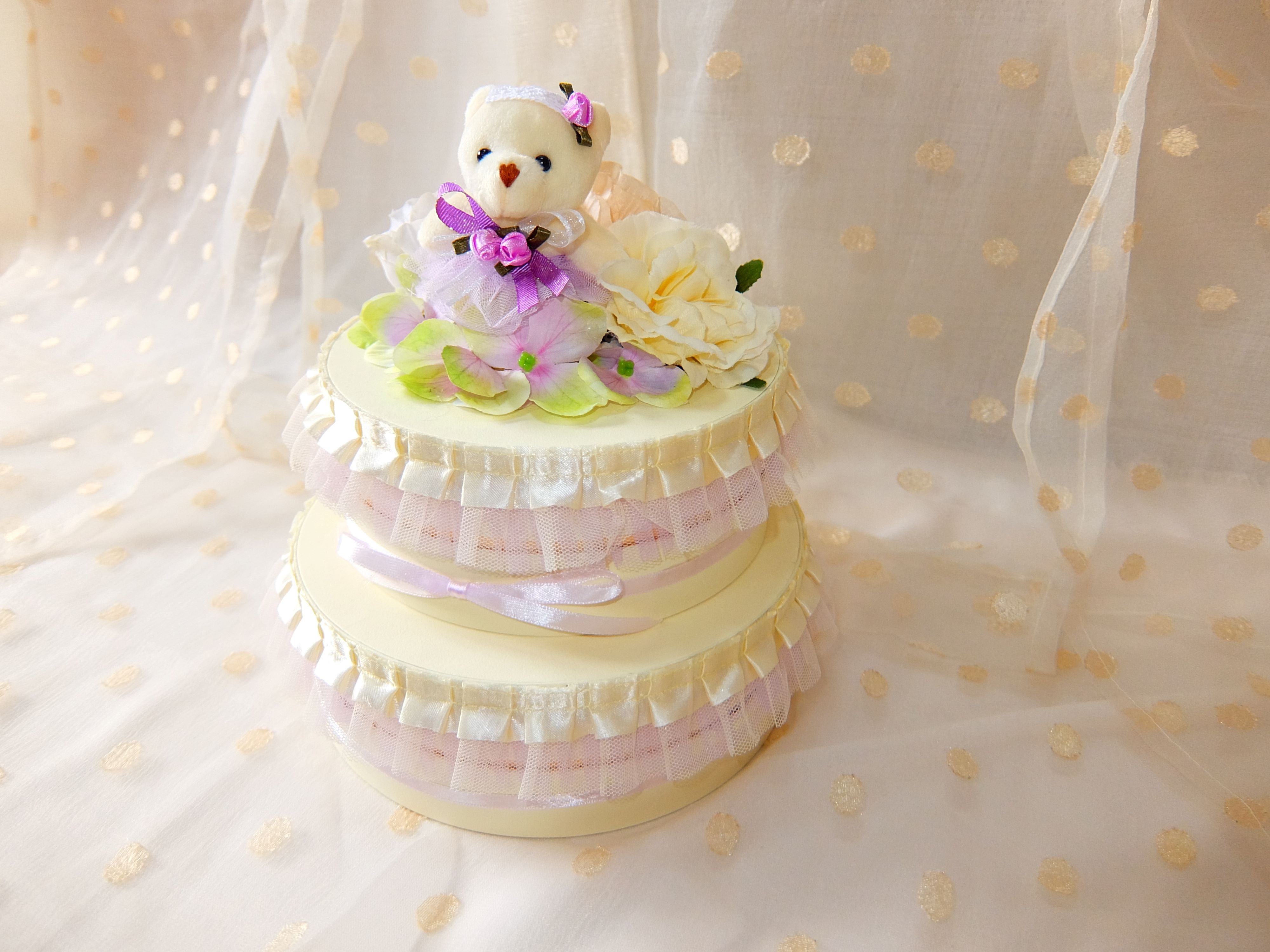 【タンプ限定】ダイパーケーキボックスタイプ2段ドレスベア