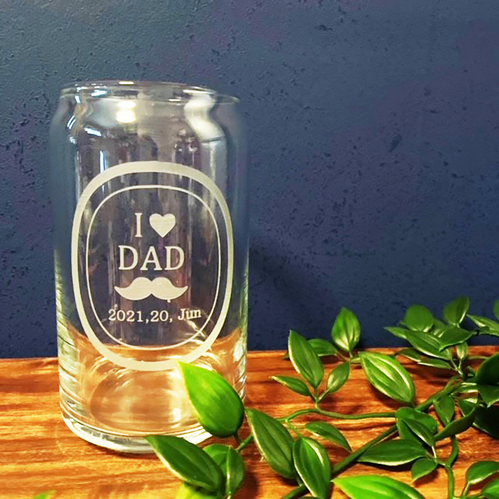 I♥DAD 缶グラス 日付け彫刻入り