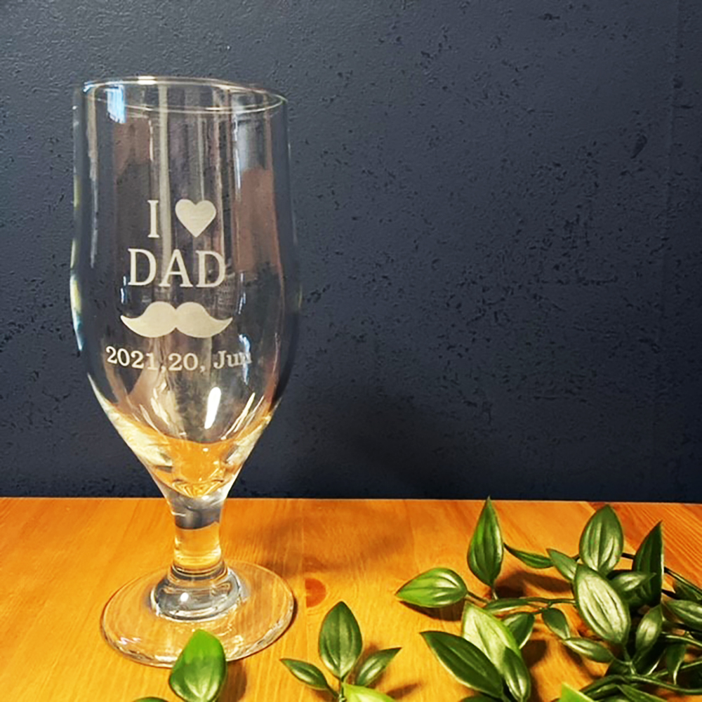 I♥DAD チューリップグラス 日付け彫刻入り 