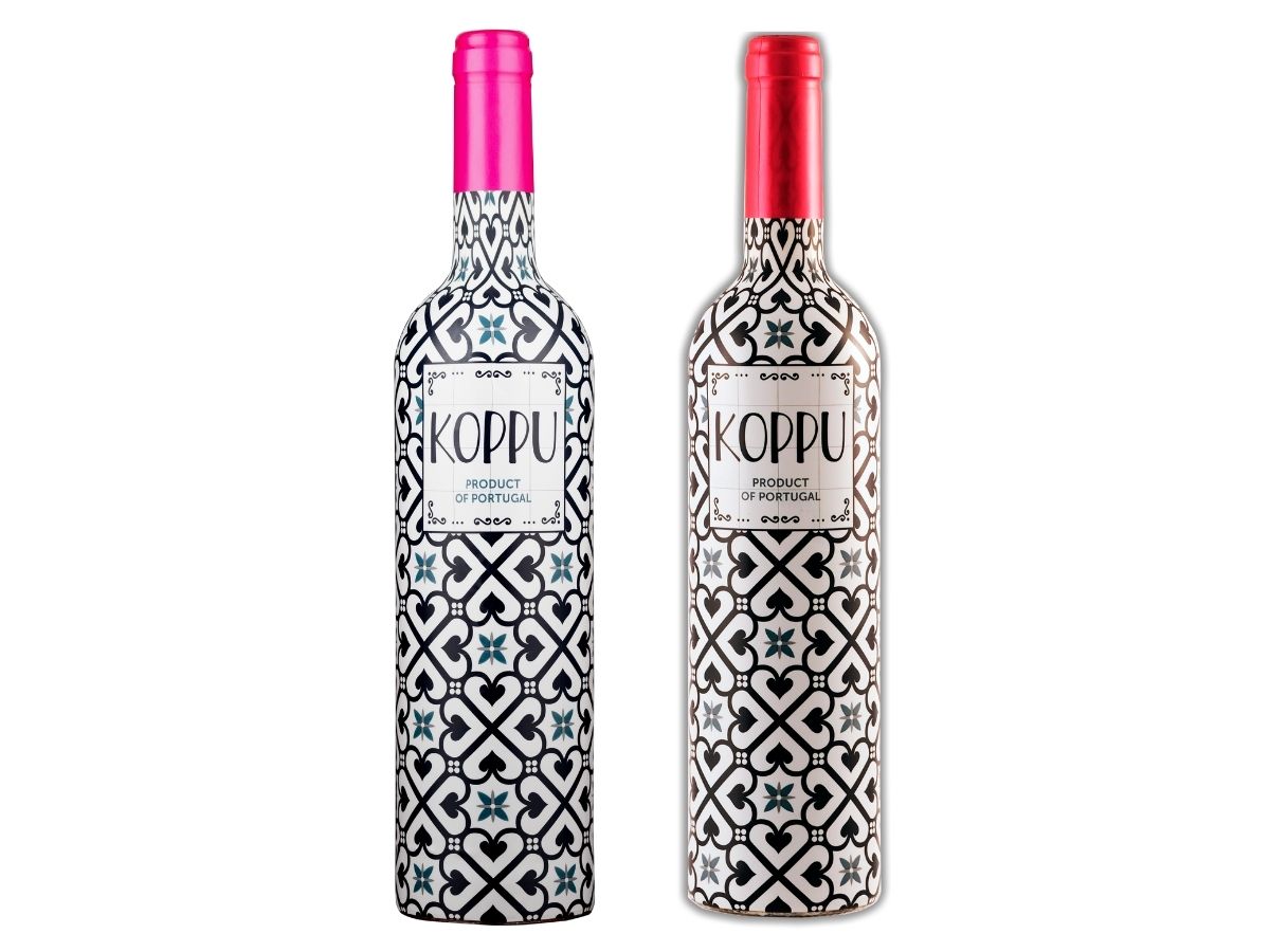 キュートなタイル柄ワイン  コップ(ロゼ・赤)セット