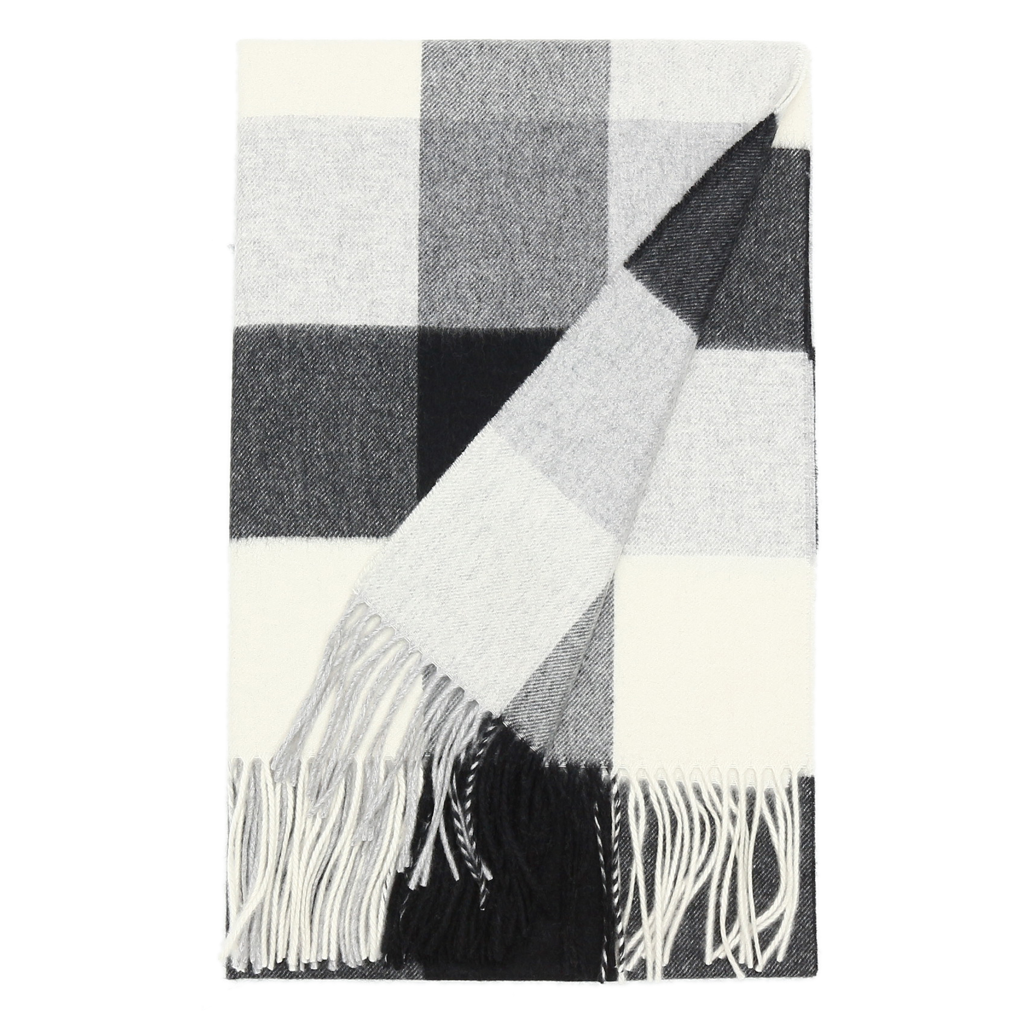 【刺繍名入れギフト】カシミヤ100% チェック大判ストール