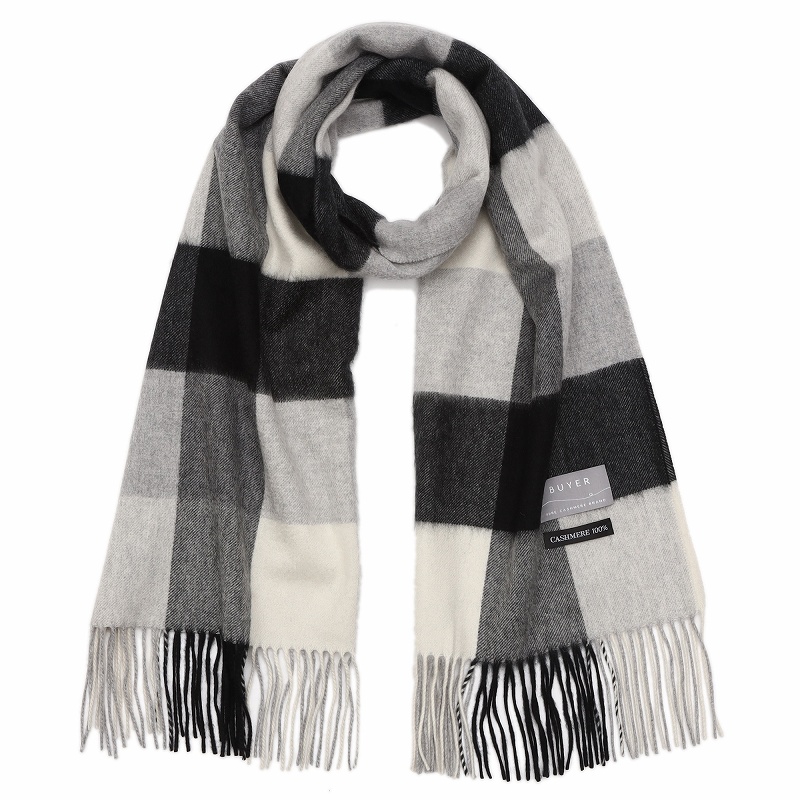 【刺繍名入れギフト】カシミヤ100% チェック大判ストール